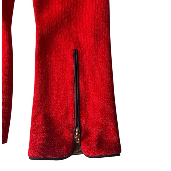 ST JOHN Red Wool Knit Zip Jacket with Leopard Tank Twin Set Women’s 2 - Picture 9 of 16